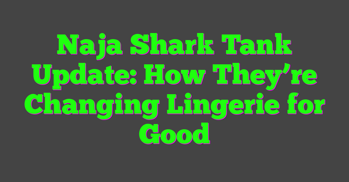 Naja Shark Tank Update: How They’re Changing Lingerie for Good