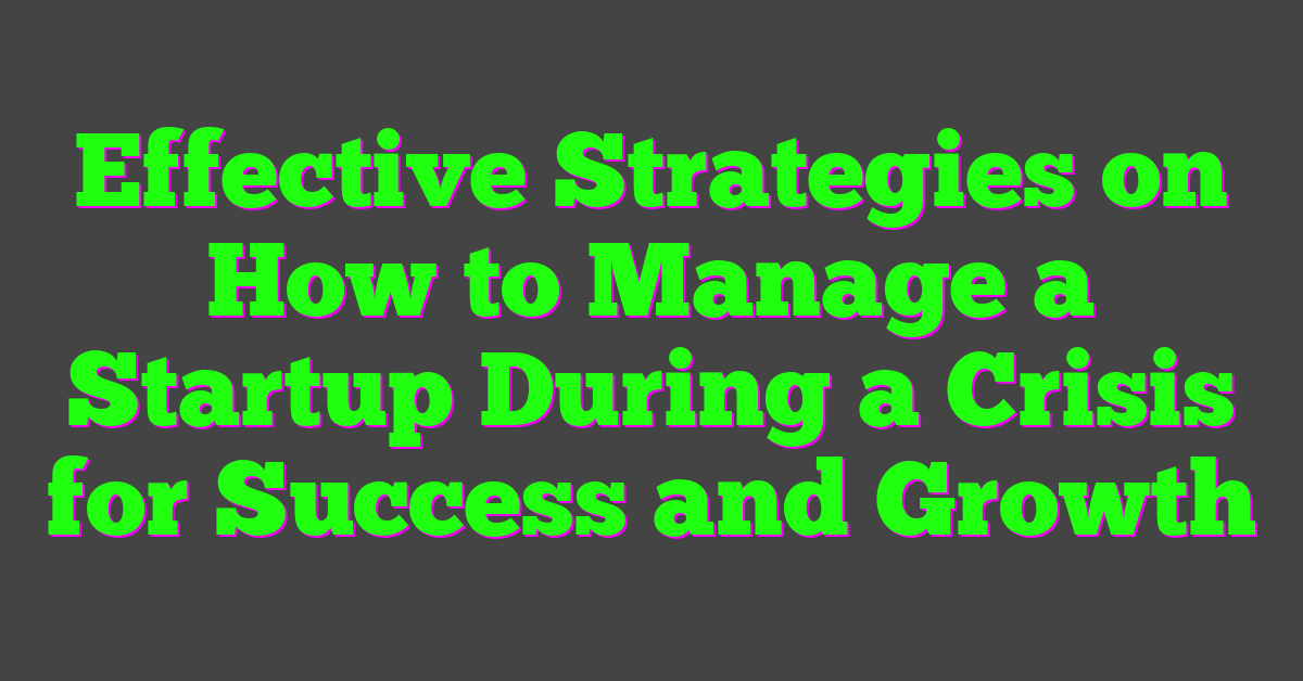 Effective Strategies on How to Manage a Startup During a Crisis for Success and Growth