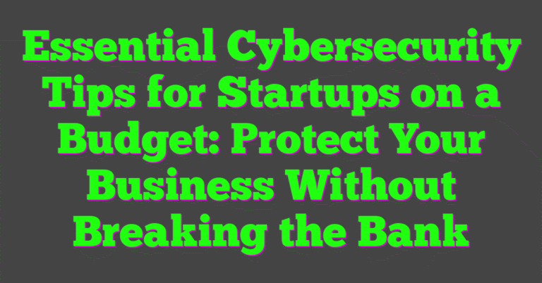 Essential Cybersecurity Tips for Startups on a Budget: Protect Your ...